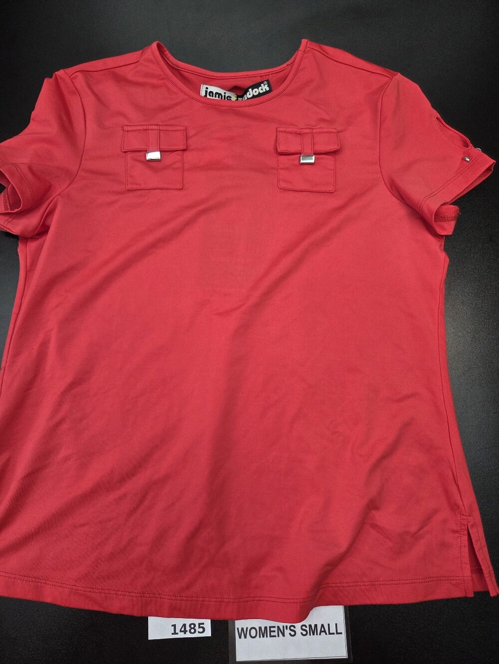 Jamie Sadock Women’s Small Red Golf Top Short Sleeve Utility Pocket #1485
